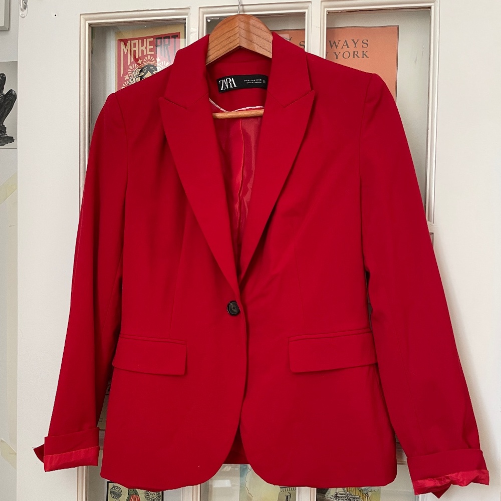 Red Zara Blazer Size 4 - Never Worn